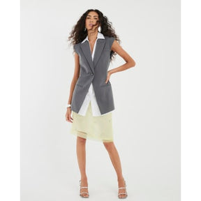 Grey hybrid sleeveless shirt blazer