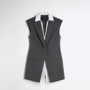 Grey hybrid sleeveless shirt blazer