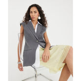 Grey hybrid sleeveless shirt blazer