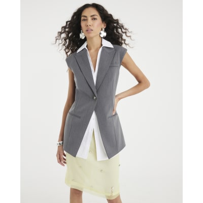 Grey hybrid sleeveless shirt blazer