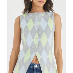 Grey Knit Argyle Waistcoat