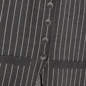 Grey Knit Pinstripe Longline Waistcoat