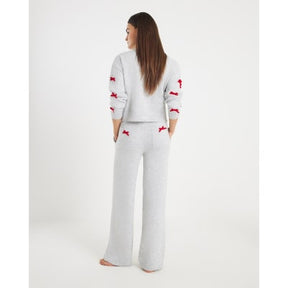 Grey Knitted Bow Detail Loungewear Set