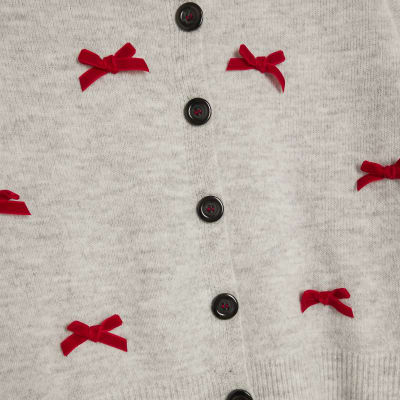 Grey Knitted Bow Detail Loungewear Set