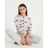 Grey Knitted Bow Detail Loungewear Set