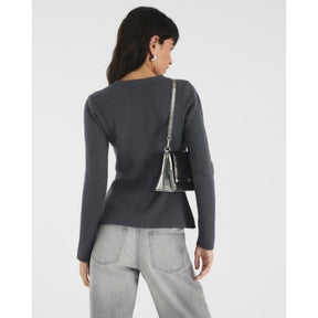 Grey Knitted Button Up Cardigan