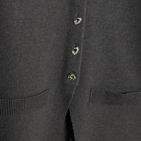 Grey Knitted Button Up Cardigan