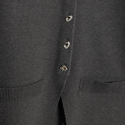 Grey Knitted Button Up Cardigan