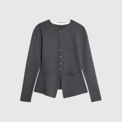 Grey Knitted Button Up Cardigan