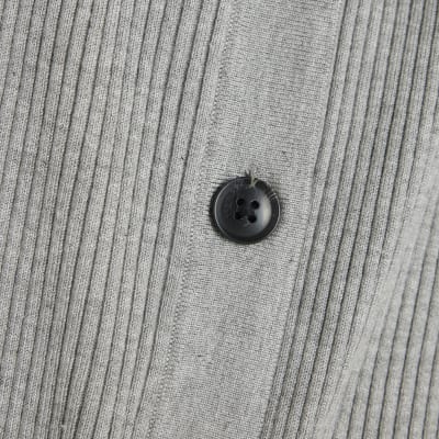 Grey Knitted Curved Hem Ribbed Top