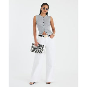 Grey Knitted Curved Hem Ribbed Top