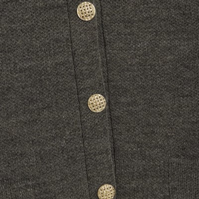 Grey Knitted Long Sleeve Cardigan