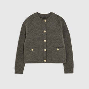 Grey Knitted Long Sleeve Cardigan