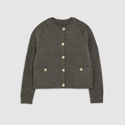 Grey Knitted Long Sleeve Cardigan