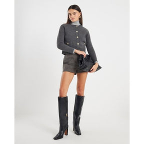 Grey Knitted Long Sleeve Cardigan