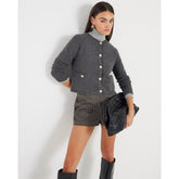 Grey Knitted Long Sleeve Cardigan