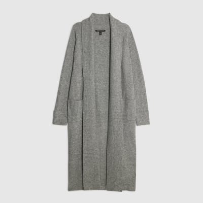 Grey Knitted Maxi Cardigan