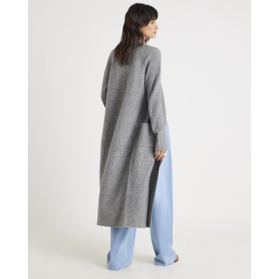 Grey Knitted Maxi Cardigan