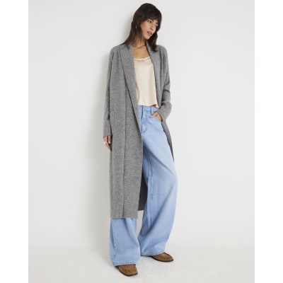 Grey Knitted Maxi Cardigan
