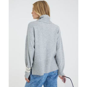 Grey Knitted Neck Tie Jumper