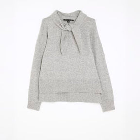 Grey Knitted Neck Tie Jumper