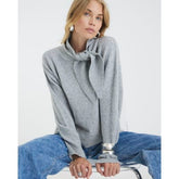 Grey Knitted Neck Tie Jumper