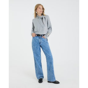 Grey Knitted Neck Tie Jumper