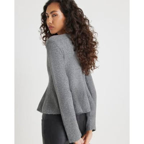 Grey Knitted Peplum Cardigan