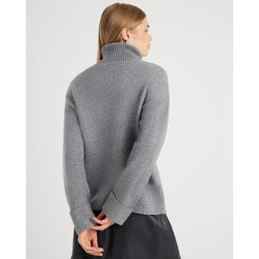 Grey Knitted Roll Neck Cut Out Jumper