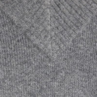 Grey Knitted V Neck Jumper