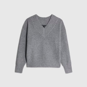 Grey Knitted V Neck Jumper