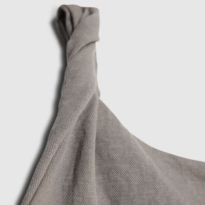 Grey Linen Look Jersey Twist Strap Top