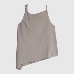 Grey Linen Look Jersey Twist Strap Top