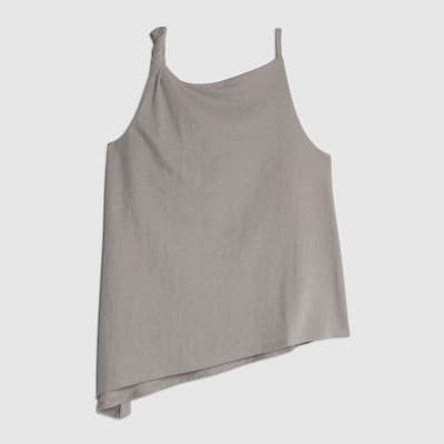 Grey Linen Look Jersey Twist Strap Top