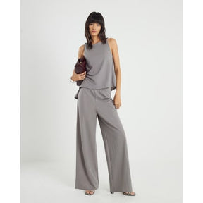 Grey Linen Look Jersey Twist Strap Top
