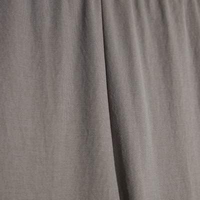 Grey Linen Look Jersey Wide Leg Trousers