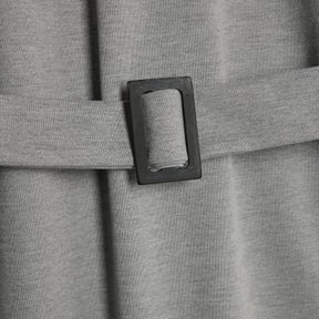 Grey Long Sleeve Belted Sweatshirt Dress