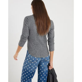 Grey Long Sleeve Polo Top