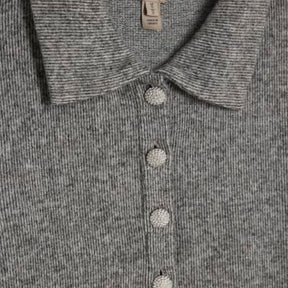 Grey Long Sleeve Polo Top