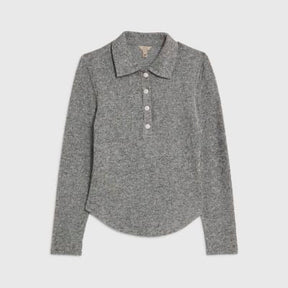 Grey Long Sleeve Polo Top