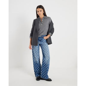 Grey Long Sleeve Polo Top