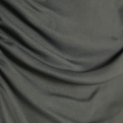 Grey Long Sleeve Ruched Drape Top
