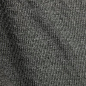 Grey Long Sleeve Ruched Side Ribbed Top