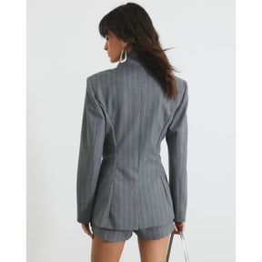 Grey long sleeve Striped Blazer