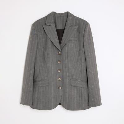 Grey long sleeve Striped Blazer