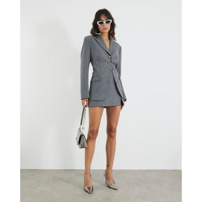Grey long sleeve Striped Blazer