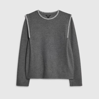 Grey Long Sleeve Whipstitch Sweatshirt