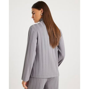 Grey Long Sleeve Wide Ribbed Top