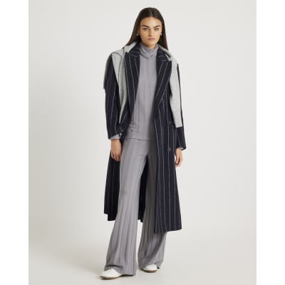 Grey Long Sleeve Wide Ribbed Top