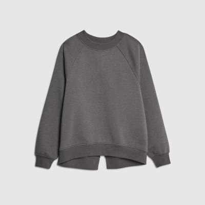 Grey Long Sleeve Zip Back Sweatshirt